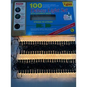 JoyBrite 100 Deluxe Light Set Clear Miniature Indoor Outdoor 48ft Green Wire